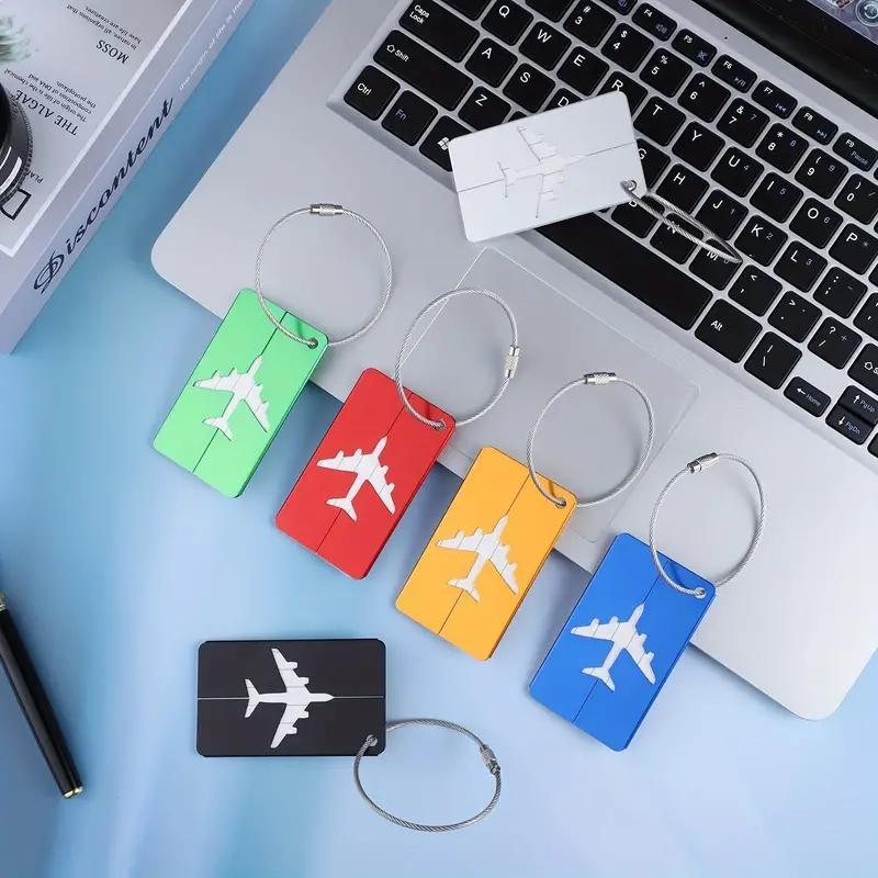 Random Color Airplane Design Luggage Tag, 3 Counts set Aluminum Alloy Luggage Tag with Safety Loop, Fashionable Luggage Identifier for Travel