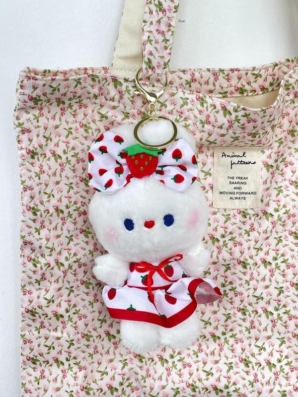 Cute Strawberry Rabbit Plush Doll, Cute Cartoon Plush Pendant, Creative Bag Hanging Ornament, Bag Decoration Accessories