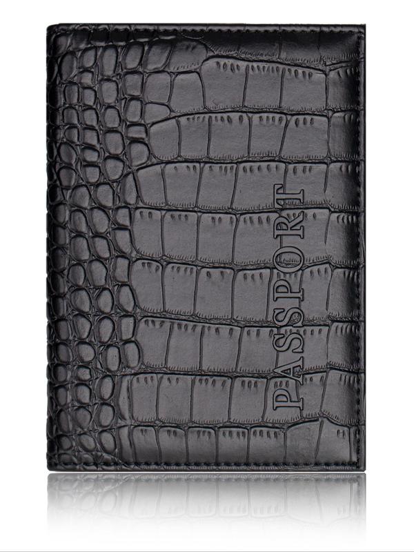  Crocodile Embossed Pu Leather Travel Passport Holder, Minimalist Plain Passport Cover for Women & Men, Slim Travel Wallet Accessories