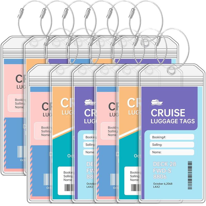 Teskyer Clear Luggage Tag, 12pcs set Cruise Luggage Tag, Clear Luggage Tags, Cruise Card Holder, Suitable for All Cruise Lines, Cruise Essentials, Travel Essentials, School Supplies 2024