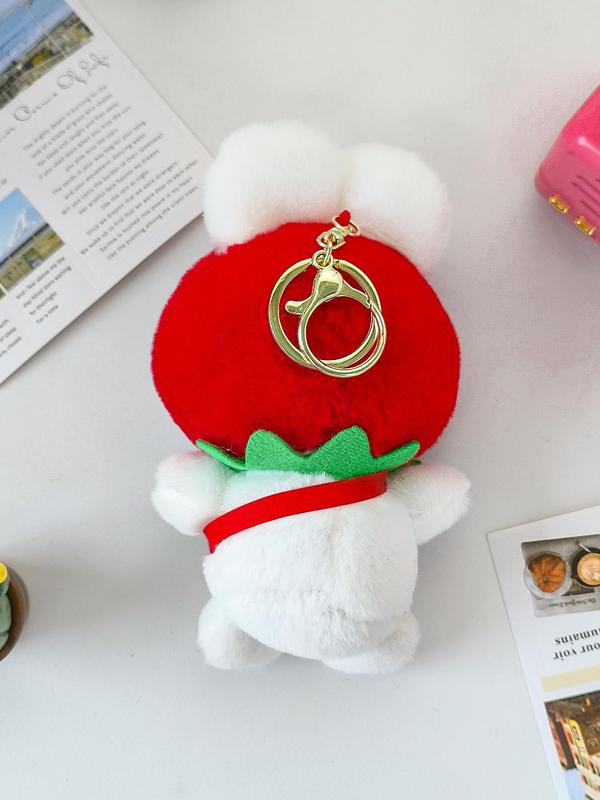 Cute Strawberry Rabbit Plush Doll, Cute Cartoon Plush Pendant, Creative Bag Hanging Ornament, Bag Decoration Accessories