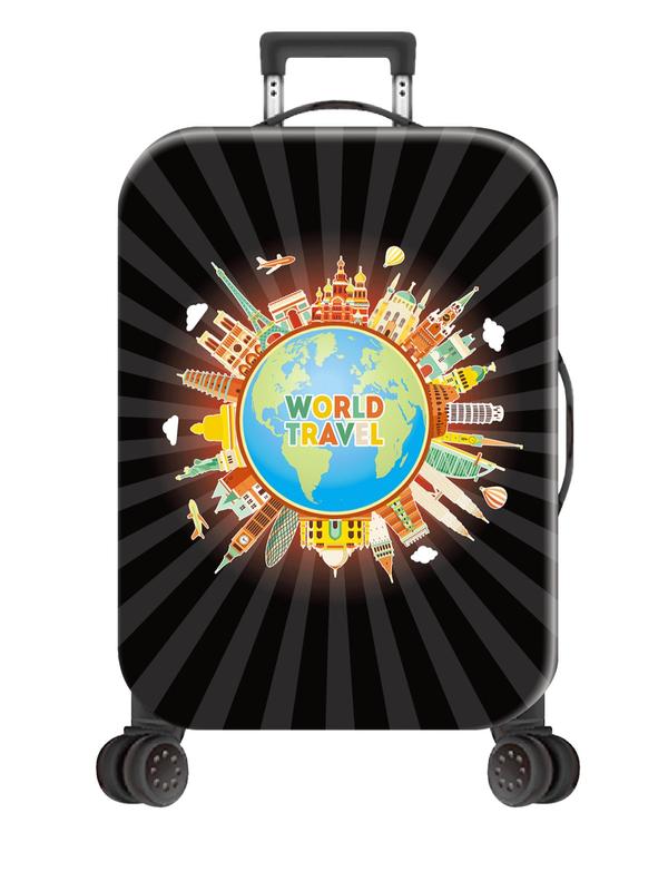 Travel World Series Graphic Pattern Luggage Cover, Travel Accessories for Business, Business Trip, Holiday, Travel, Suitcase Protector for 20-28 Inch Luggage