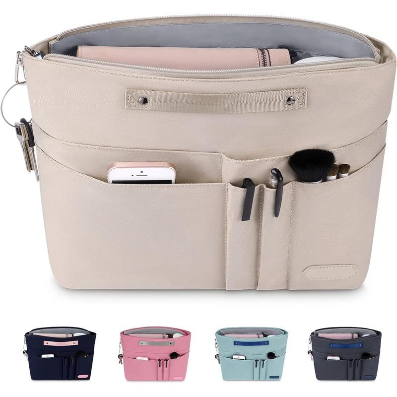 Purse Organizer Insert for Handbags,Tote Bag Organizer Insert Zipper Bag for Women, Handbag Organizer Inside Liner with 15 Pockets