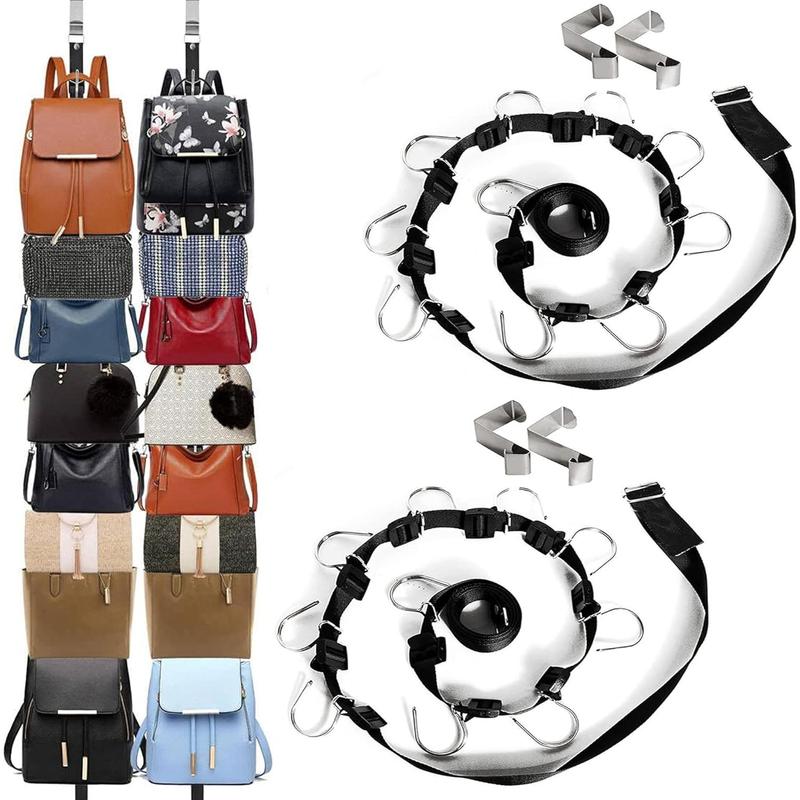 Bag-Organizer-Holder Purse Hanger - 20 Hooks for Closet and Door 2Pcs (Rack for Handbags 2 pcs Hold 20 Bags)