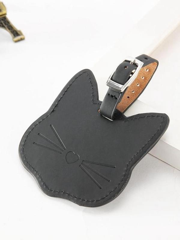 Cute Cat Design Luggage Tag, Fashionable Pu Leather Luggage Tag, Luggage Tag for Women & Men