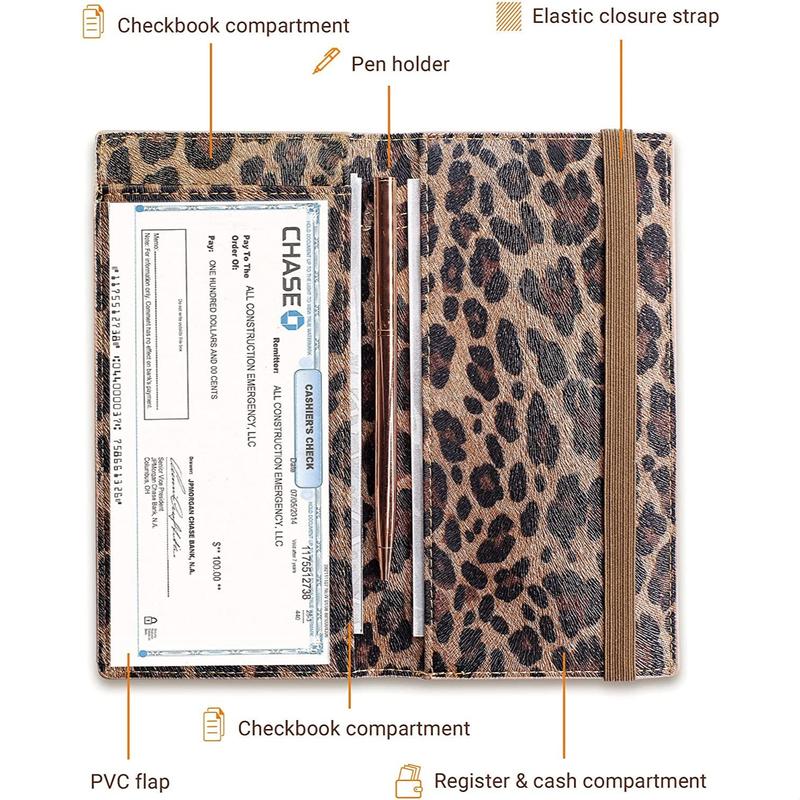 Checkbook Cover for Men & Women, Premium Vegan Leather Checkbook Holder Slim Wallets for Top & Side Tear Duplicate Checks with RFID Blocking