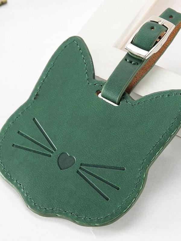 Cute Cat Design Luggage Tag, Fashionable Pu Leather Luggage Tag, Luggage Tag for Women & Men