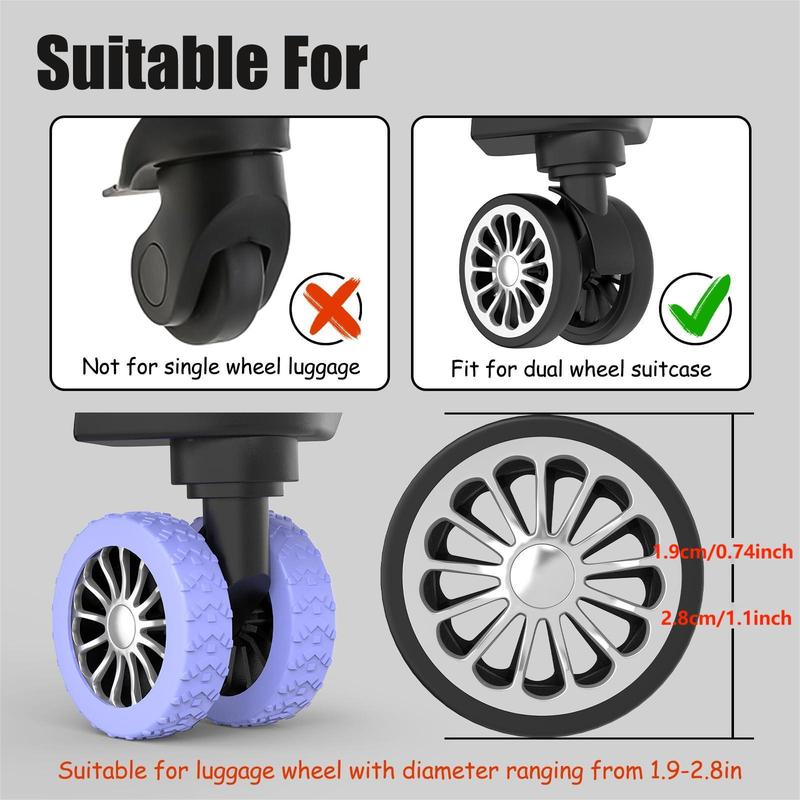 Silicone Luggage Wheel Cover (8 Counts), Travel Wheel Protector, Anti-noise Wheel Covers for Luggage, Rotating Chair, Stool, Wheel Cover for Outdoor Travel, Christmas Gift