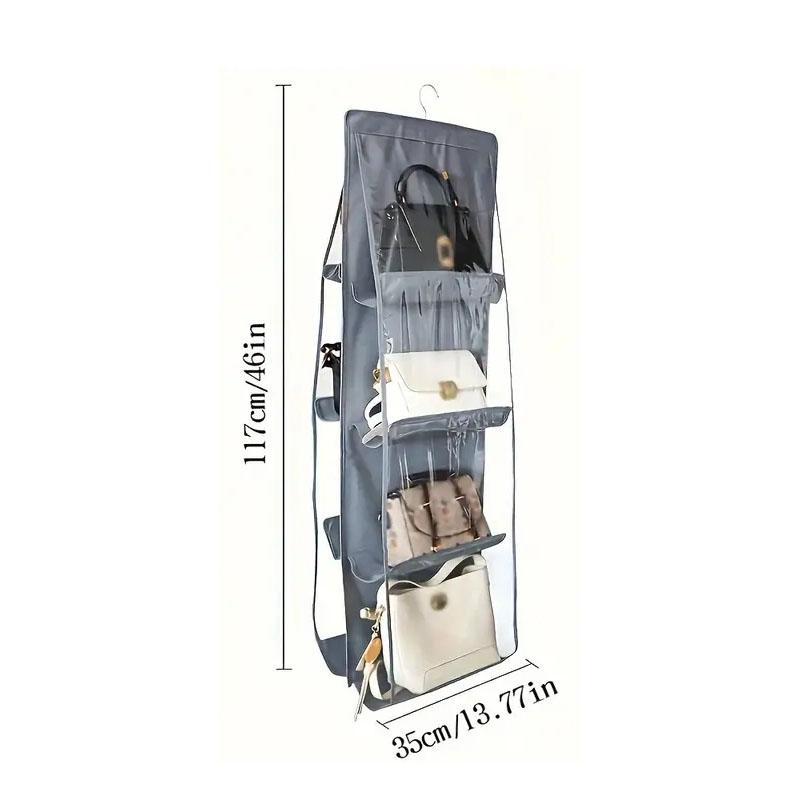 8 Pocket Hanging Bag Organizer, 1 Count Foldable Bag Storage Rack, Space Saving Bag Organizer for Closet, Wardrobe, Home Organizer for Bag, Handbag, Purse