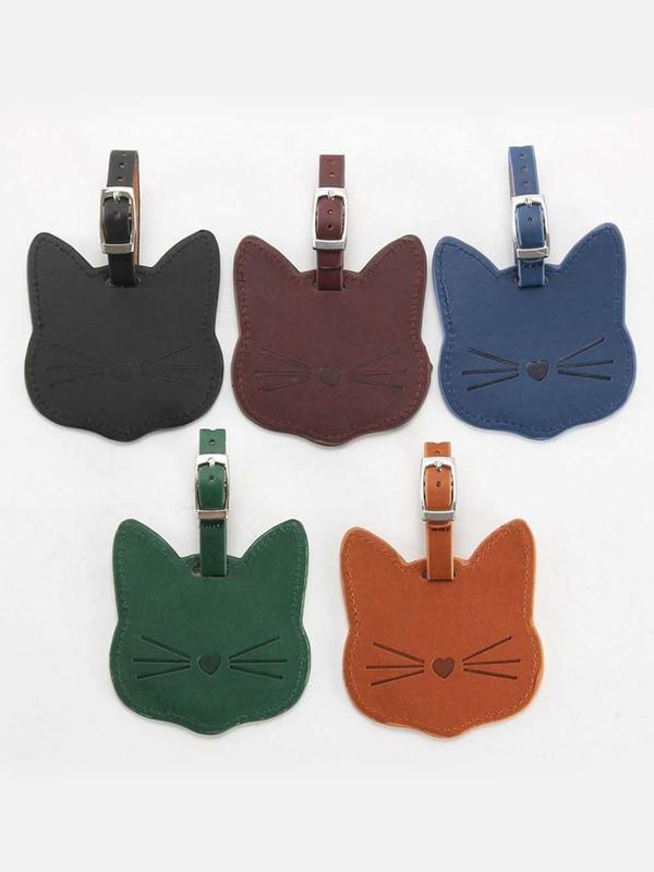 Cute Cat Design Luggage Tag, Fashionable Pu Leather Luggage Tag, Luggage Tag for Women & Men