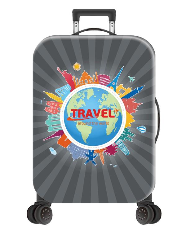 Travel World Series Graphic Pattern Luggage Cover, Travel Accessories for Business, Business Trip, Holiday, Travel, Suitcase Protector for 20-28 Inch Luggage