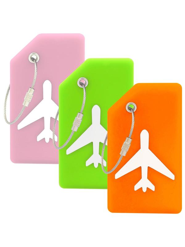 Minimalist Travel Designer Luggage Tag, 2024 Summer 3 Counts New Trendy Privacy Protection Soft Silicone Luggage Tags for Suitcase Luggage Travel Bag Tags