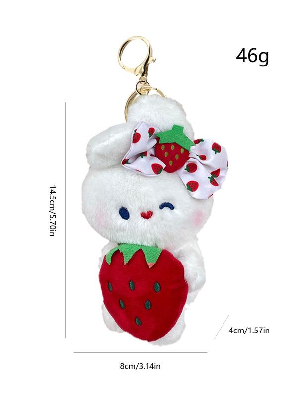 Cute Strawberry Rabbit Plush Doll, Cute Cartoon Plush Pendant, Creative Bag Hanging Ornament, Bag Decoration Accessories