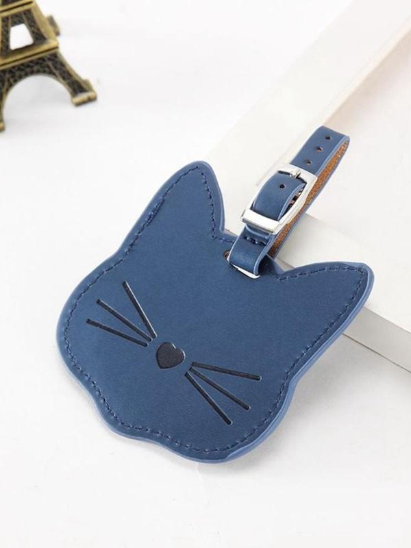 Cute Cat Design Luggage Tag, Fashionable Pu Leather Luggage Tag, Luggage Tag for Women & Men