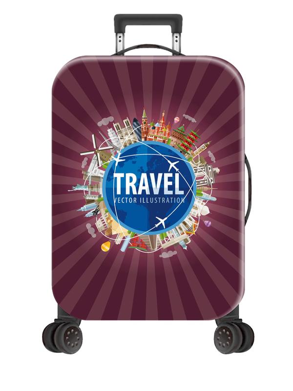 Travel World Series Graphic Pattern Luggage Cover, Travel Accessories for Business, Business Trip, Holiday, Travel, Suitcase Protector for 20-28 Inch Luggage