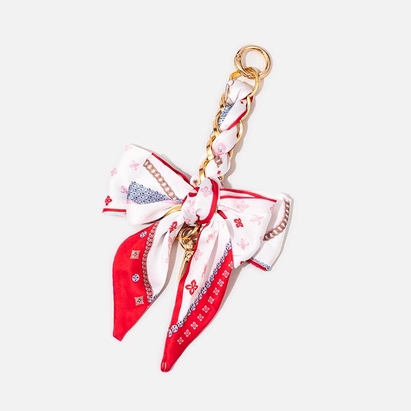 Bow Silk Scarf Bag Charms, Handmade Knitted Bow Charms for Women's Bags