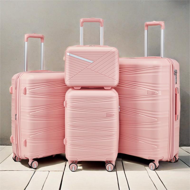 4-Piece Suitcase Set with 360° Silent Rotating Wheels, TSA Lock, and Spacious Interior - Durable PP Material Travel Luggage (14-28 inch)