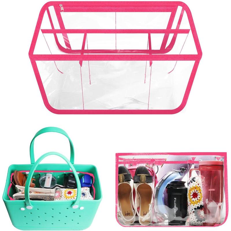 Clear Beach Bag Organizer Original Accessories for Bogg Bag X Large Storage Bag Suitable for BOGG BAG Organizing Your Bag and Divide Space,Transparent & Black