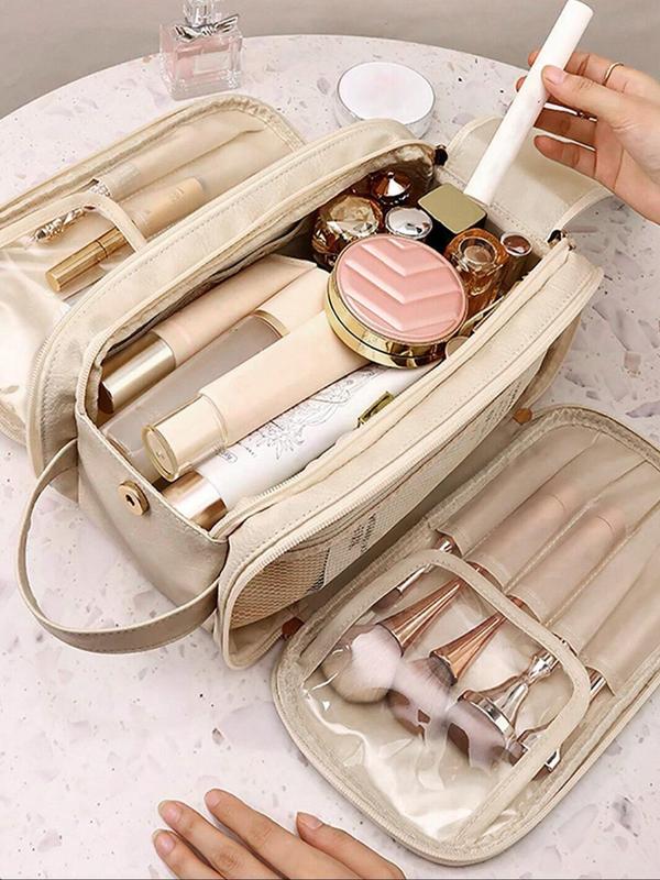 Portable Makeup Bag, Fall Large Capacity Cosmetic Storage Bag, Zipper Makeup Organizer Pouch, Versatile Storage Stationery, Travel Bag, Fall Outfits, Fall Freshness