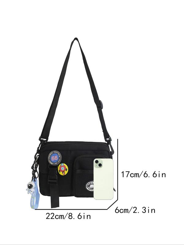 Fashionable Casual Versatile Crossbody Bag for Women & Men with Astronaut Charm, Trendy All-match Workwear Messenger Bag, Stylish Dormitory Style, Couple Style Crossbody Bag