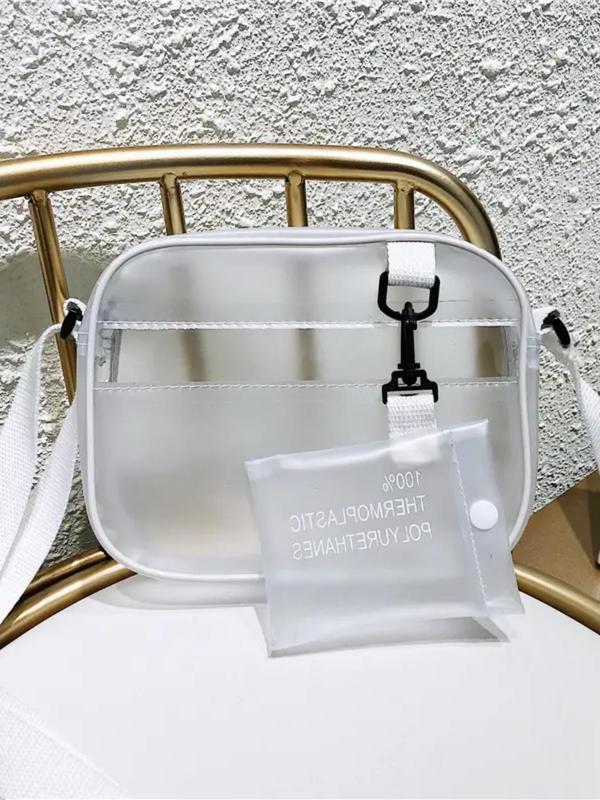 Women's Transparent Crossbody Bag with Small Pouch, Minimalist Plain Zipper Crossbody Bag with Small Coin Purse, Casual Versatile Crossbdoy Bag for Daily Used