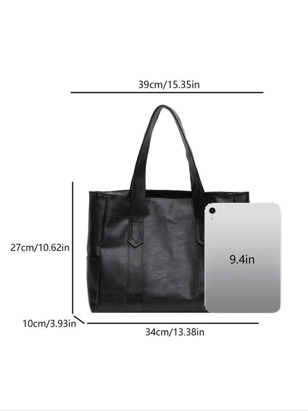 Women's Solid Color Tote Bag, Fashionable Large Capacity Shoulder Bag for Work & Daily Used, Casual Trendy Versatile High-end Elegant Commuting Bag