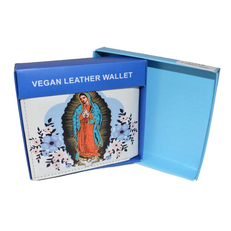 LEATHERBOSS Mens Bifold Wallet Virgin Mary Theme with Printed Matching Gift Box