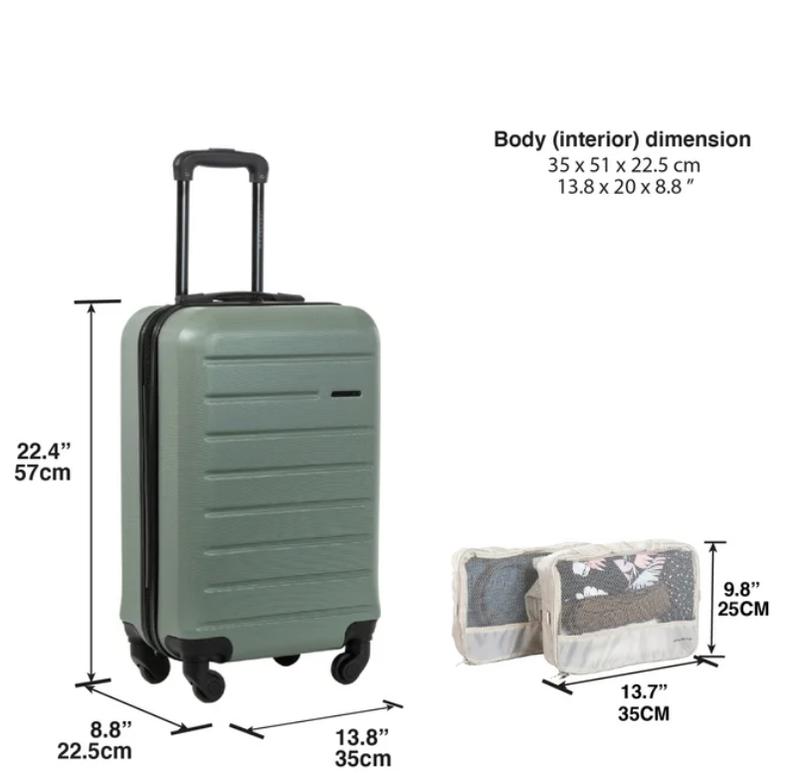 Jetstream 3 Pieces Carry-On Luggage Set for Airplane: Carry On Rolling Suitcase & 2 packing cubes.