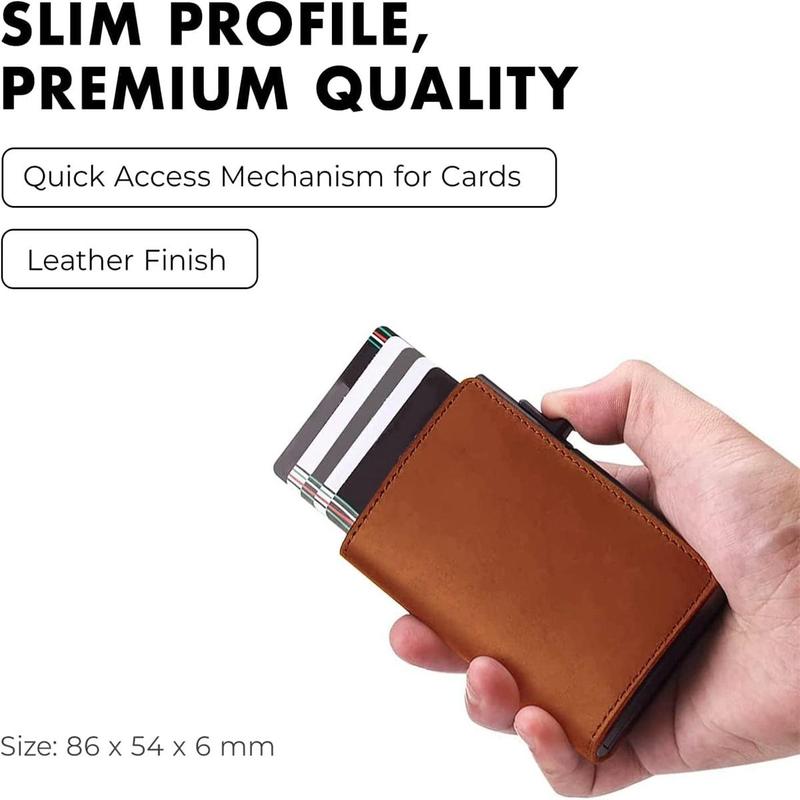 Smart Wallet Leather -- Pop Up Credit Card Holder Minimalist Wallet -- Trifold Wallet for Men