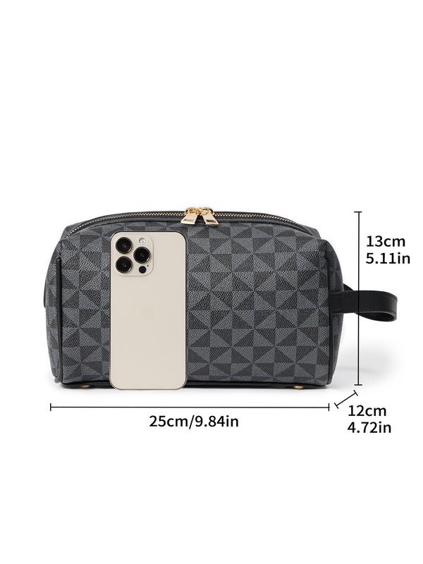 Fashion Geometric Pattern PU Leather Clutch, Lightweight Simple Business Wristlet for Men, Casual Trendy Versatile High-quality Daily Commuting Bag