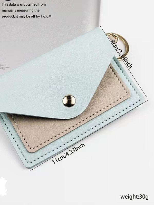 Colorblock Pu Leather Zipper Keychain, Casual Short Wallet Key Chain, Portable Lightweight Card Key Holder for Daily Used, Exquisite Gift