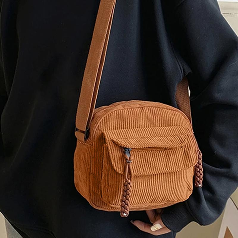 2024 Casual Crossbody Bag for Women Fashion Mini Square Bag Corduroy Shoulder Bag Cute Messenger Bag