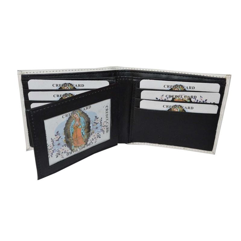 LEATHERBOSS Mens Bifold Wallet Virgin Mary Theme with Printed Matching Gift Box