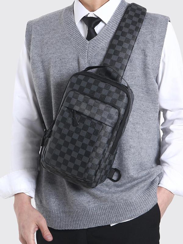 Men's Fashionable All Over Print Zipper Chest Bag, Casual Versatile Chest Bag for Daily Used, Trendy All-match Sling Bag