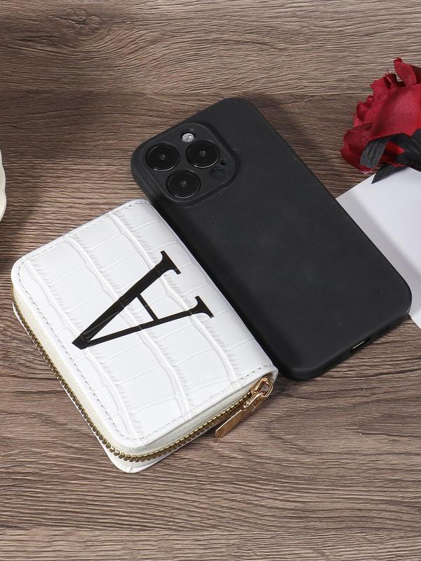 Fashion Letter Pattern Short Wallet, Minimalist Zipper Around Wallet, Multi-functional Card Bag, Casual Trendy Versatile High-quality Daily Wallet