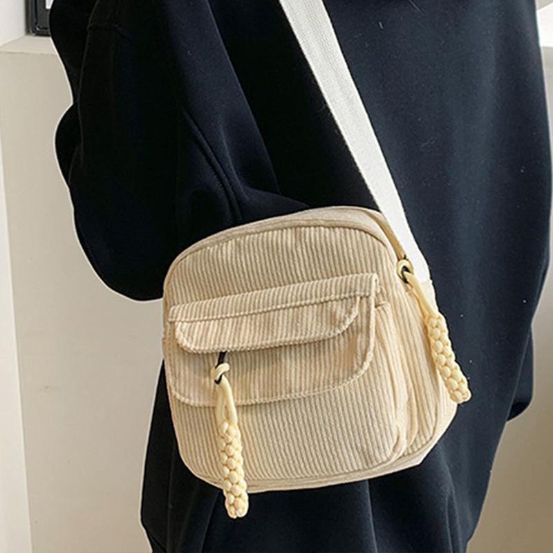 2024 Casual Crossbody Bag for Women Fashion Mini Square Bag Corduroy Shoulder Bag Cute Messenger Bag