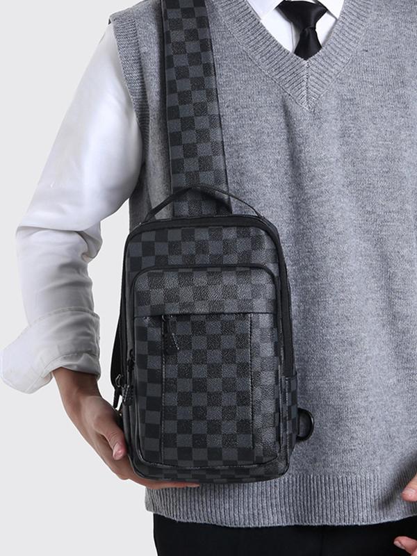 Men's Fashionable All Over Print Zipper Chest Bag, Casual Versatile Chest Bag for Daily Used, Trendy All-match Sling Bag