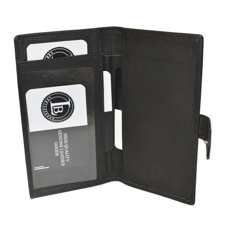 Leatherboss Genuine Leather Checkbook Cover with Snap Closure