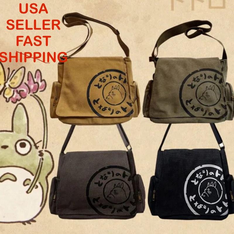 Totoro Messenger Bag - Shoulder Crossbody Bag Japanese Anime Manga Cartoon for Back to School Work Travel Trip Bag Unisex