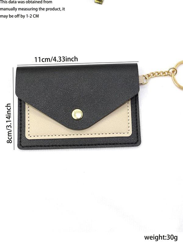 Colorblock Pu Leather Zipper Keychain, Casual Short Wallet Key Chain, Portable Lightweight Card Key Holder for Daily Used, Exquisite Gift