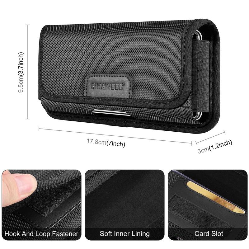 HAWEEL Wallet Waist Bag Mobile Phone Case Holder, 1 Count Phone Securing Belt Clip, Horizontal Portrait Carrying Pouch with Card Holder for 6.1-6.8