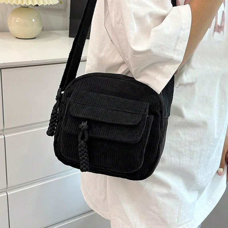 2024 Casual Crossbody Bag for Women Fashion Mini Square Bag Corduroy Shoulder Bag Cute Messenger Bag