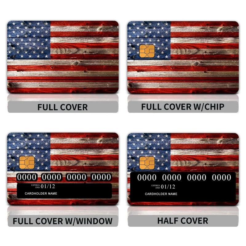 4PCS Retro Wood American Flag Card Skins - Credit, Debit, & Transportation Card Covers | Scratchproof, Slim, Small Chip Compatible