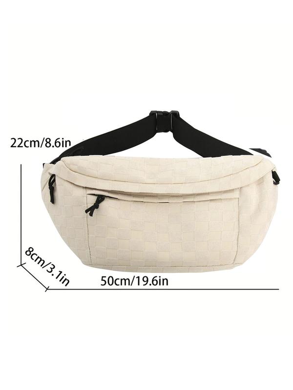 Men's Casual Plaid Decor Chest Bag, Large Capacity Zipper Belt Bag, Simple Fashionable Sling Bag for Daily Outdoor Sports