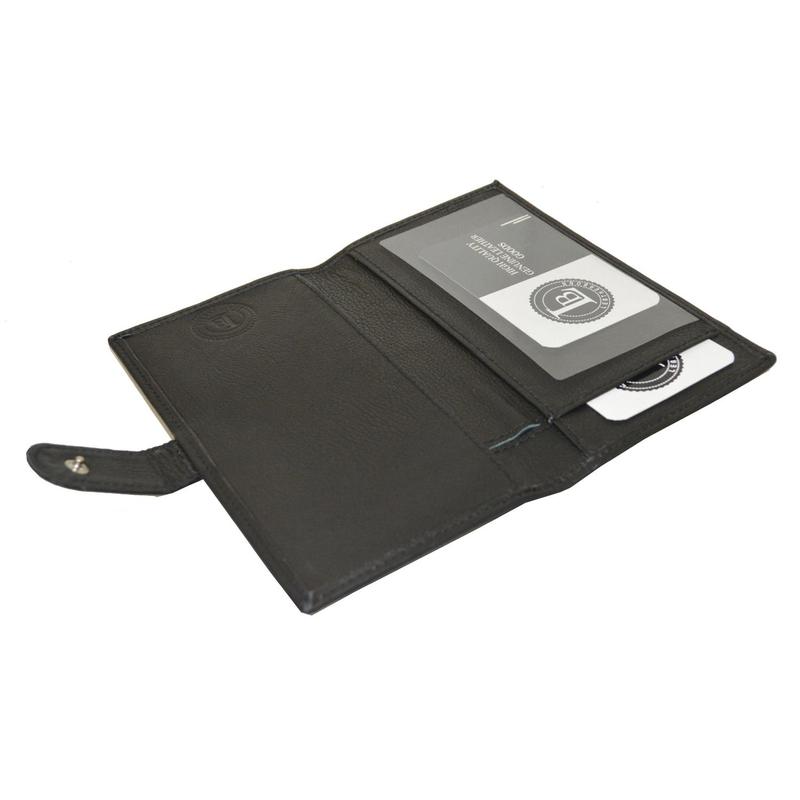 Leatherboss Genuine Leather Checkbook Cover with Snap Closure