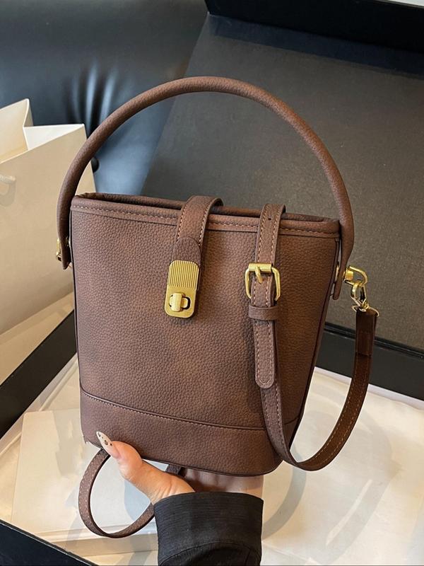 Women's Elegant Bucket Bag, Fashionable Solid Color Handbag, Casual Versatile Work Commuter Bag, Trendy All-match Crossbody Bag for Daily Use