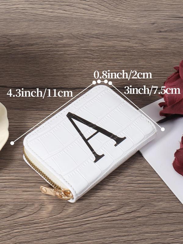 Fashion Letter Pattern Short Wallet, Minimalist Zipper Around Wallet, Multi-functional Card Bag, Casual Trendy Versatile High-quality Daily Wallet