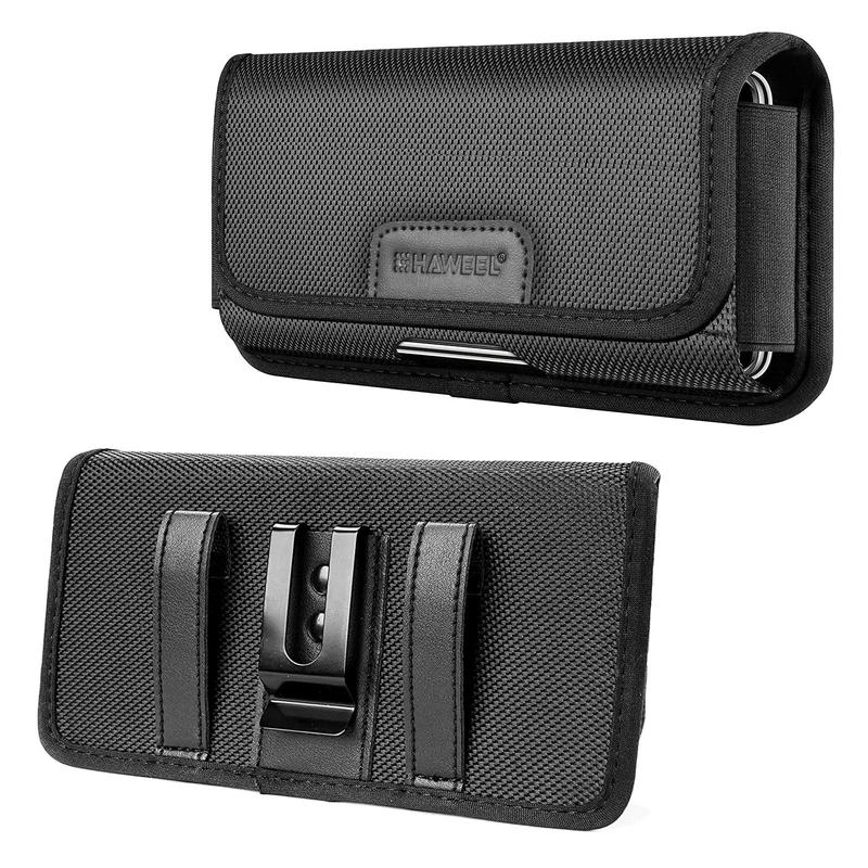 HAWEEL Wallet Waist Bag Mobile Phone Case Holder, 1 Count Phone Securing Belt Clip, Horizontal Portrait Carrying Pouch with Card Holder for 6.1-6.8