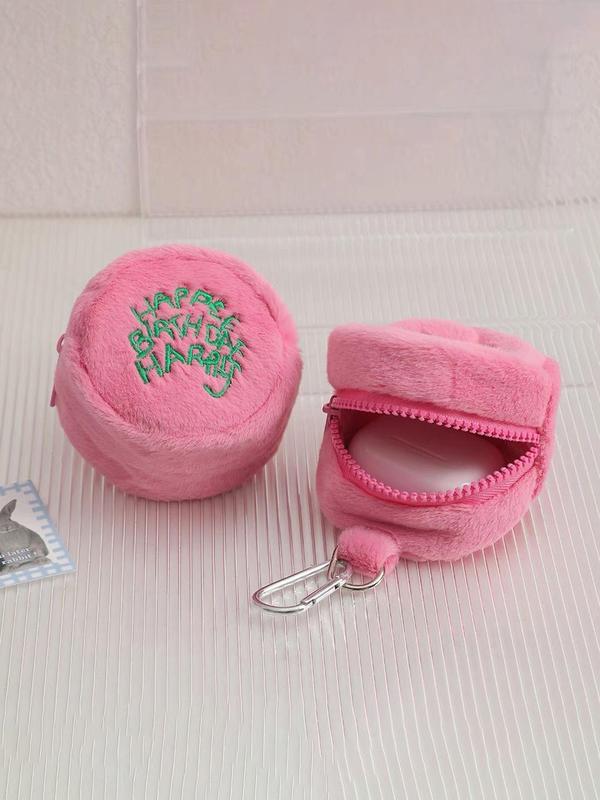 Cute Letter Embroidering Faux Fur Design Coin Purse, New Fashion Zipper Coin Purse for Women & Girls, Casual Trendy Versatile High-quality Daily Wallet