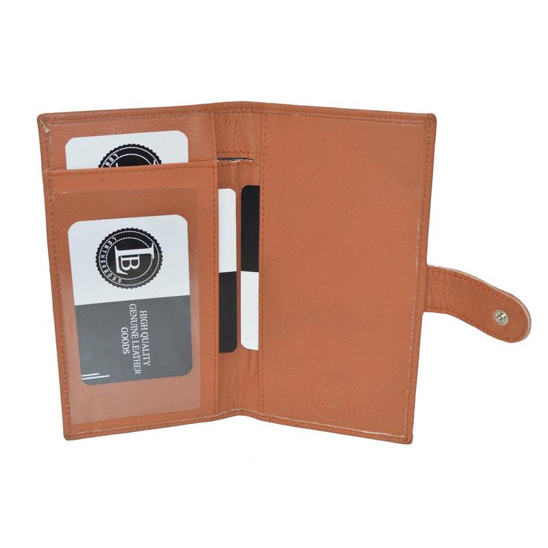 Leatherboss Genuine Leather Checkbook Cover with Snap Closure